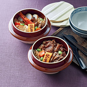 釜めし 2種(ふくい五目・若狭牛と九頭竜舞茸)