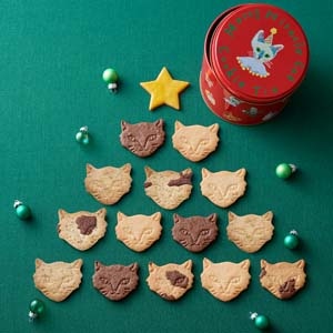 Merry Miracle Cat Cookie Tin 神様のいたずらクリスマスネコクッキー缶 6種15枚