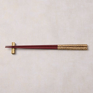 葛西彩子さんの祝取り箸(朱×ゴールド)